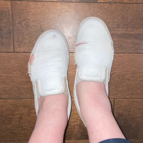 Womens pre-loved white Vans slip on US 9.5 - Picture 2 of 8